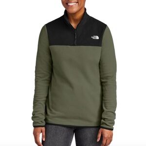 The North Face Women's New Taupe Green/ TNF Black Glacier 1/4-Zip Fleece Size L